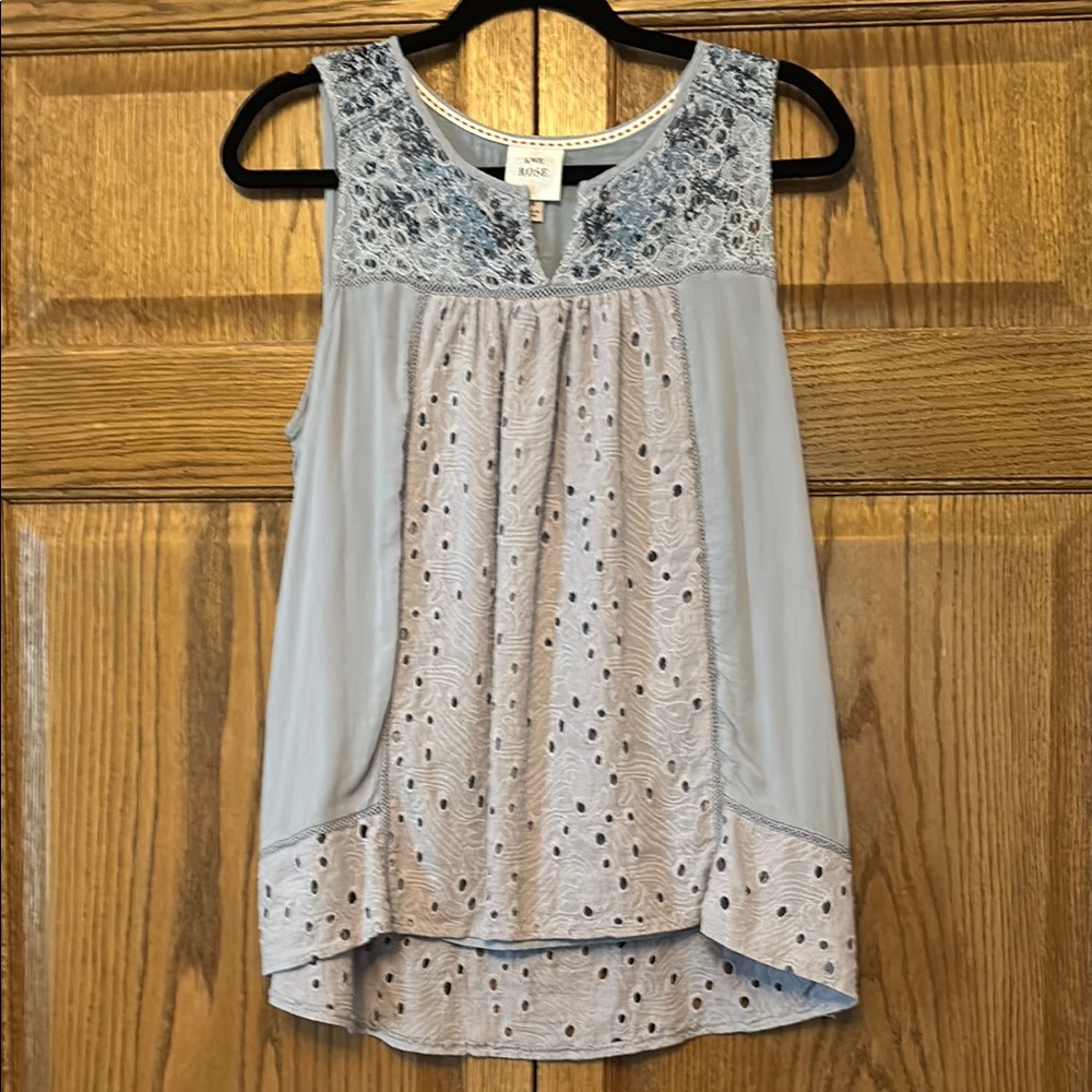 Knox Rose Gray Asymmetrical Embellished Blouse